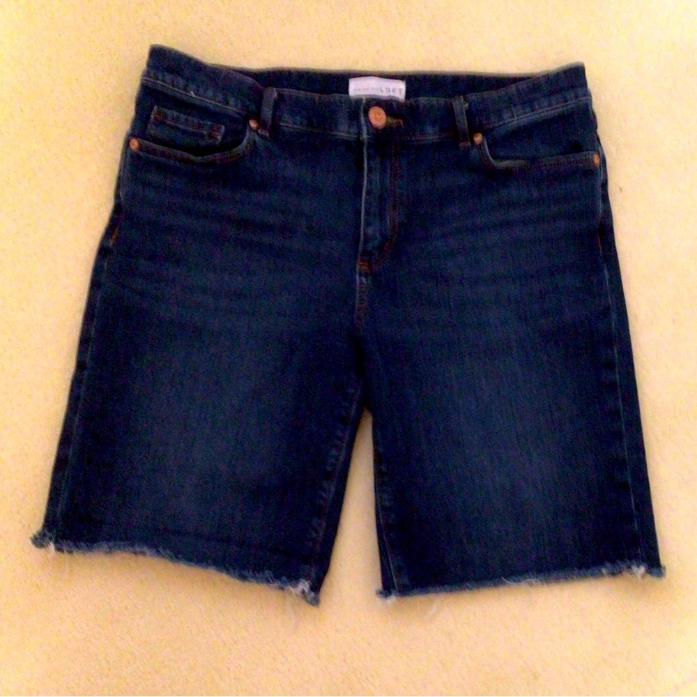 LOFT frayed-hem denim shorts